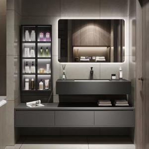 Quality Modern Hotel Room Cabinets Rock Plate Wash Basin Integrated Bathroom Units wholesale