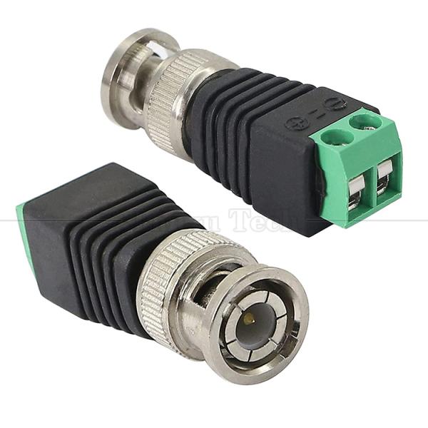 2 Pin Solderless Screw Terminal BNC Male Female Connector Power Adapter for CCTV Camera