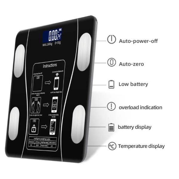 Intelligent Analysis Bluetooth Smart Body Scale with Household Bathroom and 180kg Maximum Weight Recommendation