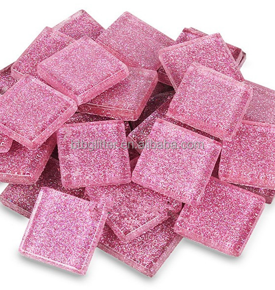 Colorful Pink Flatback Mini Glitter Resin Heart for Craft Kids Gift