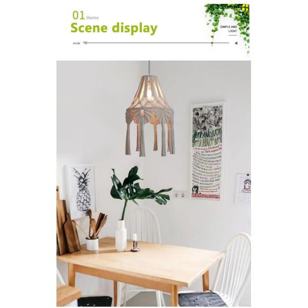 Bohemian Chandelier Hand Woven Lampshade Long Tassel Retro Decorative knitting lamp(WH-VP-216)