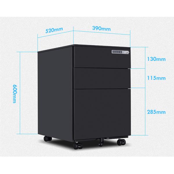 Three Drawers Cold Rolled Pedestal Filing Cabinets Environmentally Friendly