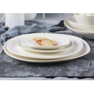 8" Ivory Reactive Color Stoneware Salad Plates Organic Shaped PDF approved