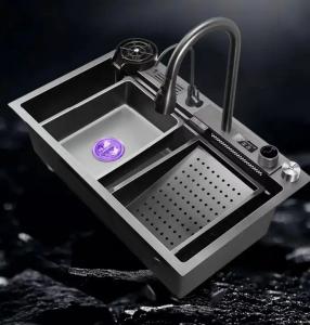 China 304 Stainless Steel Utility Sink Digital Waterfall Kitchen Sink on sale