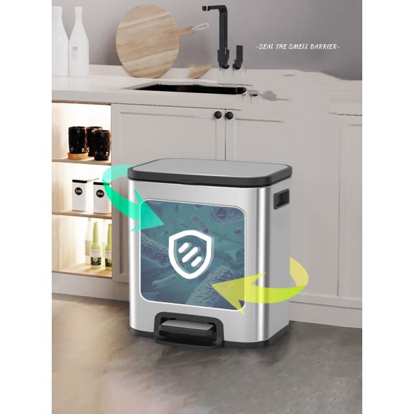 Manufacturers Direct Sale Silver Square 20l Metal Bucket Metal Ring Powder Coated Household Stainless Steel Trash Can