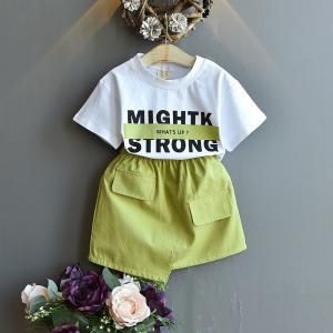 China 120CM Girls Casual Short Skirt And Top Children'S White Short Sleeved T Shirt on sale