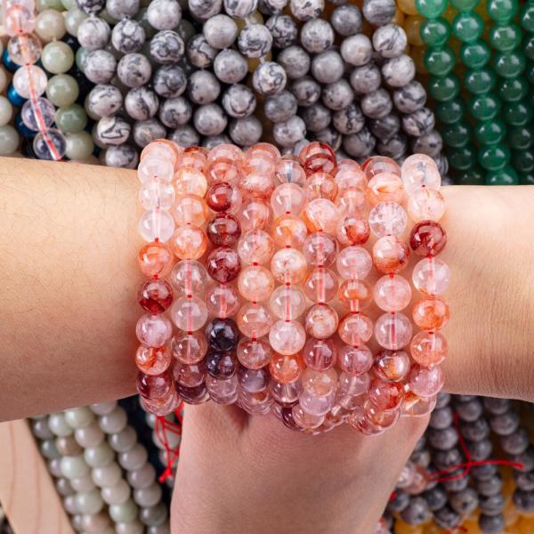 Healing Energy Red Fire Quartz Round Semi Precious Gemstone Beads