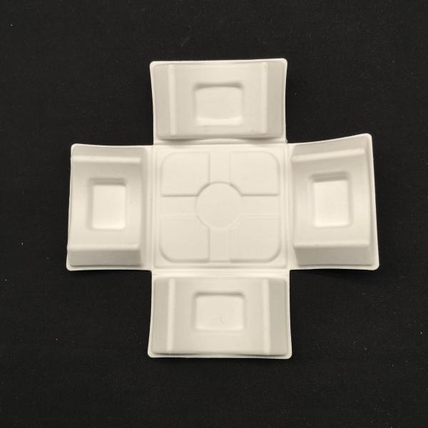 Environmentally friendly white sugarcane bagasse pulp molding with wet pressing for high-end liquor packaging base, featuring embedded bottle bottom