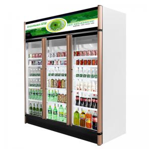 Quality Fan Assisted Commercial Glass Door Display Refrigerator / 3 Doors Upright Display Chiller wholesale