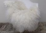 Soft Curly Long Hair Large White Sheepskin Rug 100% Mongolian / Tibetan Lamb Fur