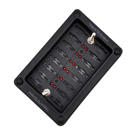 Auto ATO ATC Fuse Box Waterproof 12 Circuit Fuse Holder Sticker Label 12 In 12 Out For Buses