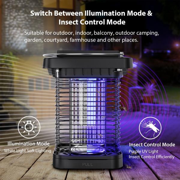 ABS Shell Solar Mosquito Bug Zapper Light Solar Rechargeable Bug Zapper