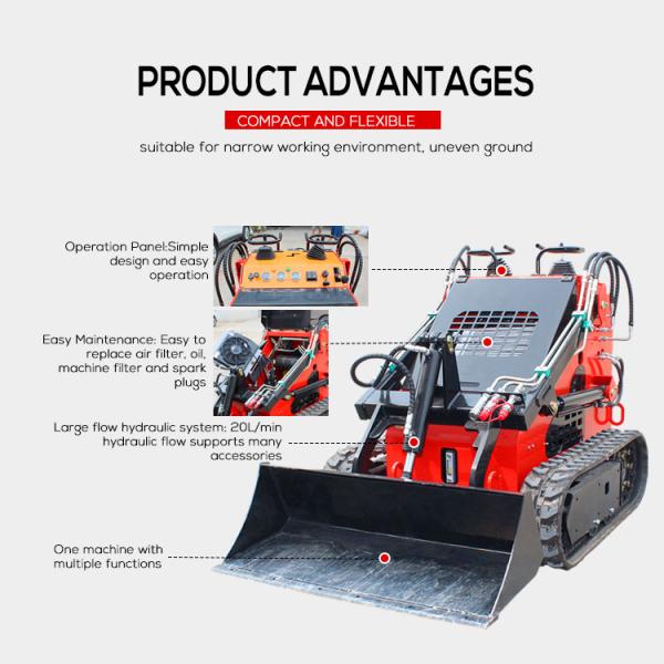 1950 x 1100 x 1300 mm Mini Skid Steer Loader with High Operating Efficiency