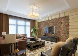 3D Brick Green Plants Pattern Contemporary Wall Covering For TV Background