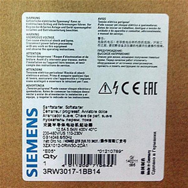 S00 17.6A 3RW Soft Starters 7.5kW / 400V 3RW3018-1BB14 Screw Terminals