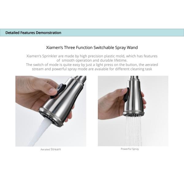 Coil Spring Touch Sensor Kitchen Faucet Sus304 Dual Mode Function Sprayer Taps