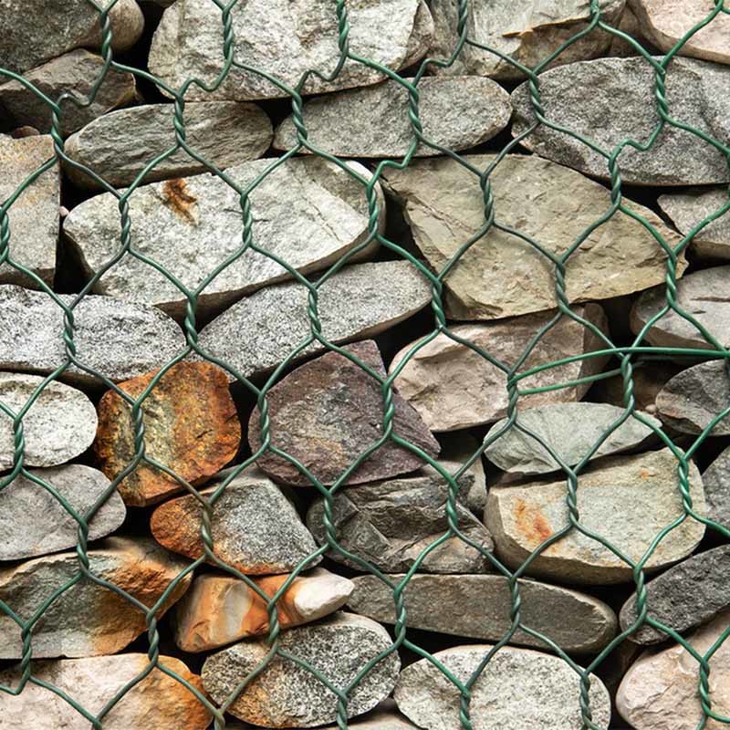 Low Carbon Steel Wire 1x1x2 M Metal Gabions Filled Box Three Twist Weave