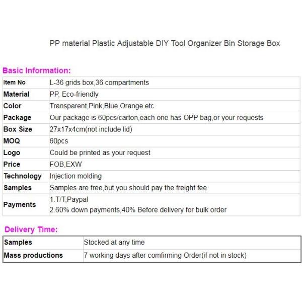 Compartment Clear Plastic Storage Box With Removable Dividers, Slots Adjustable Craft Organizer Jewelry plastic Storage
