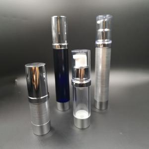 Quality 10ml 15ml 20ml 30ml silvering plastic plating hot stamping manufacturer lotion airless pump bottle cosmetic wholesale wholesale