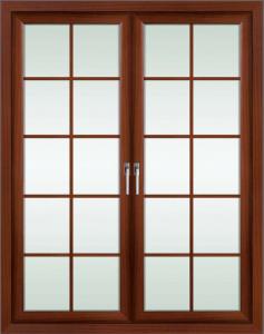 2.0mm profile thickness red sandalwood powder coated aluminum hinged doors for entry door