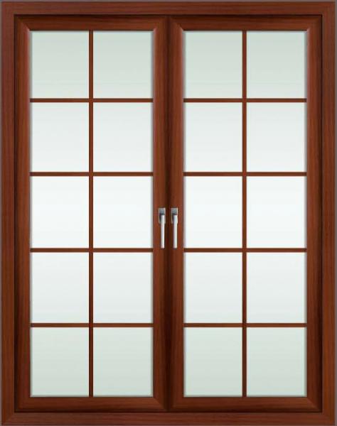 Cheap 2.0mm profile thickness red sandalwood powder coated aluminum hinged doors for entry door for sale