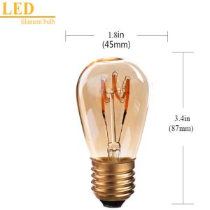 2200K CRI80 E26 S14 LED Filament Bulb String Lights 3W