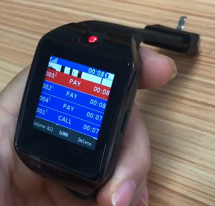 Customize language touch screen wireless call system wrist watch pager