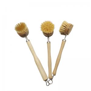 China Dining Room Wooden Long Handled Scrubbing Brush 24cm Sisal Nylon Filament on sale