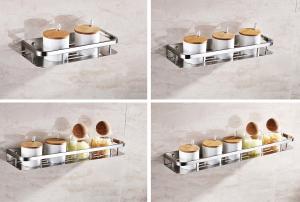 Quality Mirror Polishing Stainless Steel Spice Rack Wall Mount For Kitchen Bathroom Balcony wholesale
