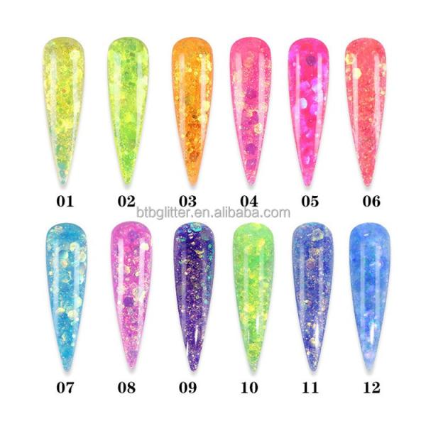 OEM/ODM Yes 30G Glitter with Acrylic Powder Mixed 30G Bottle Packing for Beauty Nail Art Flowers Nail Flakes