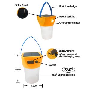 Solar Camping Lantern with Reading Light and Phone Charging
