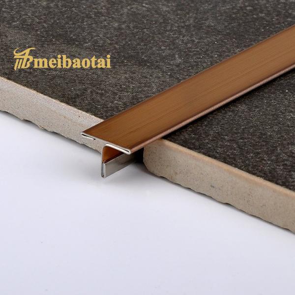 Golden Hairline 15mm Stainless Steel Tile Trim JIS Standard PVD Coated