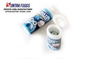 China Round White Candy Healthy Breath Mints With Tear Off Cap Bottle on sale