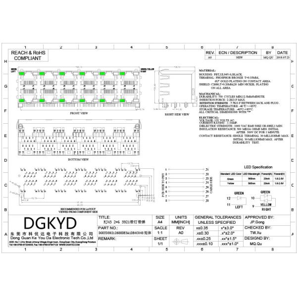 DGKYD59212688DE3A1DB4C048 Multi-Port RJ45 Stacked Ethernet Socket 2X6