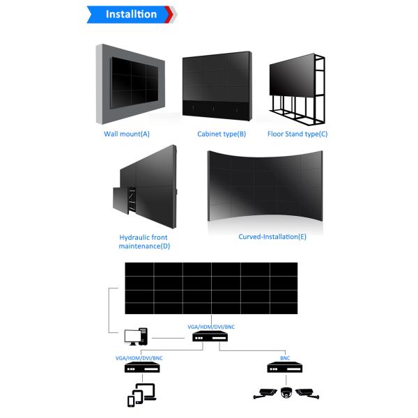 450cd/M2 4K Video Wall Display Bezel 5.3mm TV LCD Display 22Kg