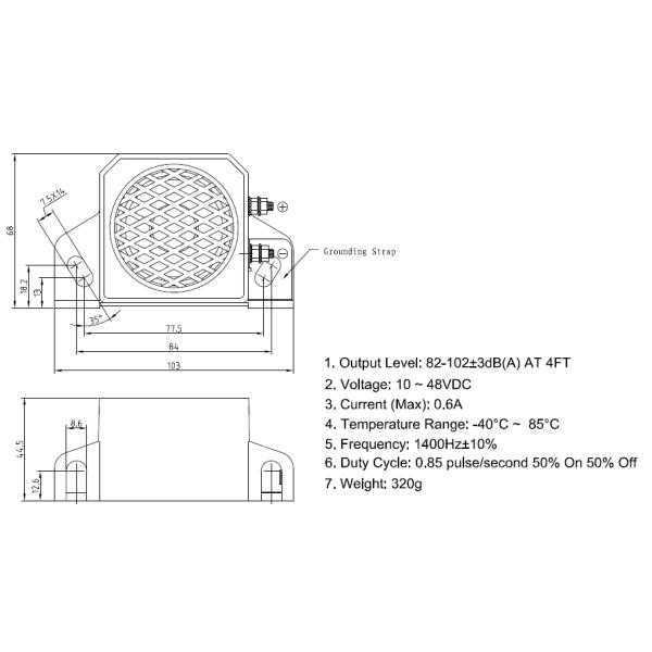 High Performance Car Backup Alarm DC10 To 48V Safety Intelligent Alarm CE Certificates