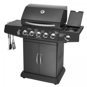 Quality 5 Burners And Side Burner Gas BBQ Grill With Gast Iron Hotplate And Enamel Hoods wholesale