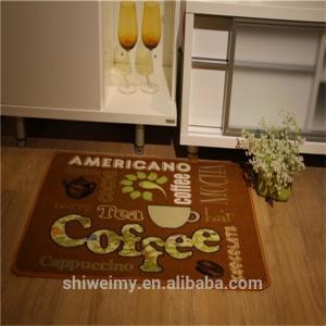 China Anti-slip brown Coffee pattern printed kitchen mat on sale