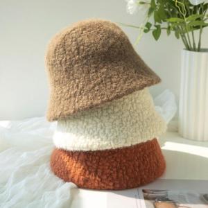 Quality Plush Lamb Wool Hat Fisherman Hat Wool Bucket Hat woolen Cashmere Basin Hat For Women wholesale