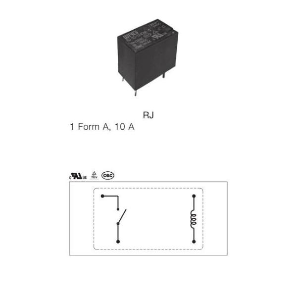 RJ-SS-112LM1 Mini SPST 10 Amp 12V DC PCB Relay 4KV Dielectric Withstand For Automotive Flasher