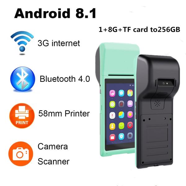 Cheap 5.5 Inch Touch Screen display Handheld Terminal 3G Android Mini Pos Machine with Bluetooth Wifi Thermal Mini Pos Printer for sale