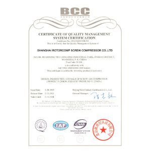 Shanghai Rotorcomp Screw Compressor Co., Ltd Certifications
