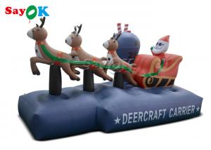 Quality 2.5m 7.5ft Inflatable Holiday Decorations Xmas Santa Claus Three Reindeer Pull Carts wholesale