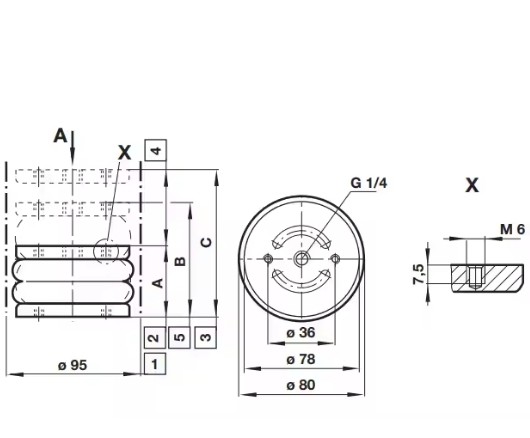 NORGREN PM/31042 Air Bellow Single Acting 4-1/2" Diameter Surface Polished Temperature Range -22...122 °F Hot Original