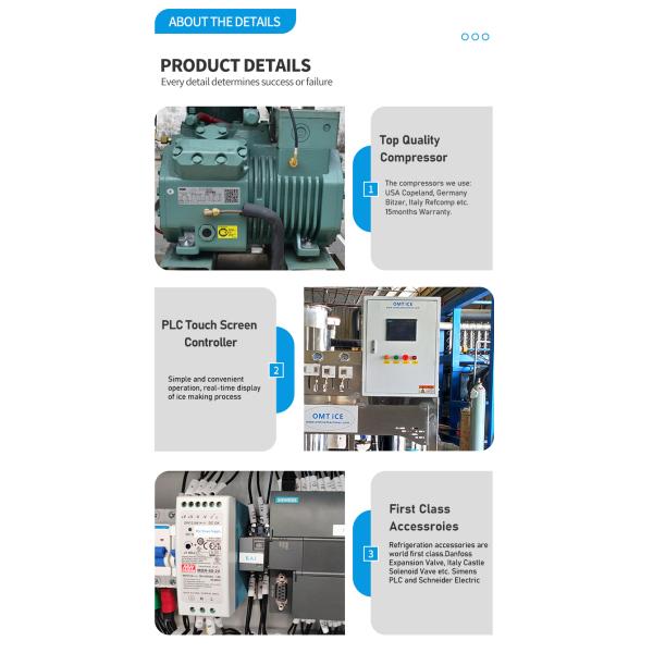 Automatic Food Grade Tube Ice Maker Machine 1 Ton Per Day for Commercial Wide Range of Applications