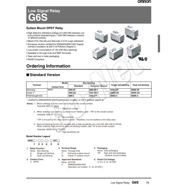 G6S-2F-12VDC Omron orignal new electromagnetic relay G6S-2F-12VDC