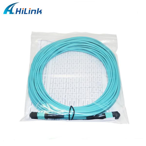20M MPO MPO 24 Core Fiber Cable Multimode OM3 LSZH 3mm Female