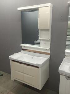 Rectangle Type pvc vanity cabinets , 25mm PVC door white plastic bathroom cabinet