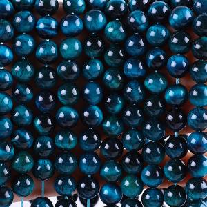 China 8mm Lake Blue Tiger's Eye Gemstone Healing Crystal Stone Beads For Jewelry Making on sale