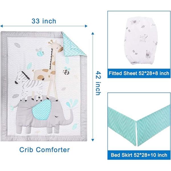 Premium 3-Piece Cartoon Baby Bedding Set , Newborn& Infant Nursery Bedding Set